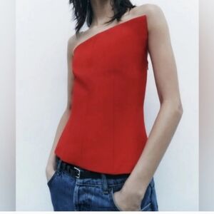 Zara red asymmetric new corset 🌹